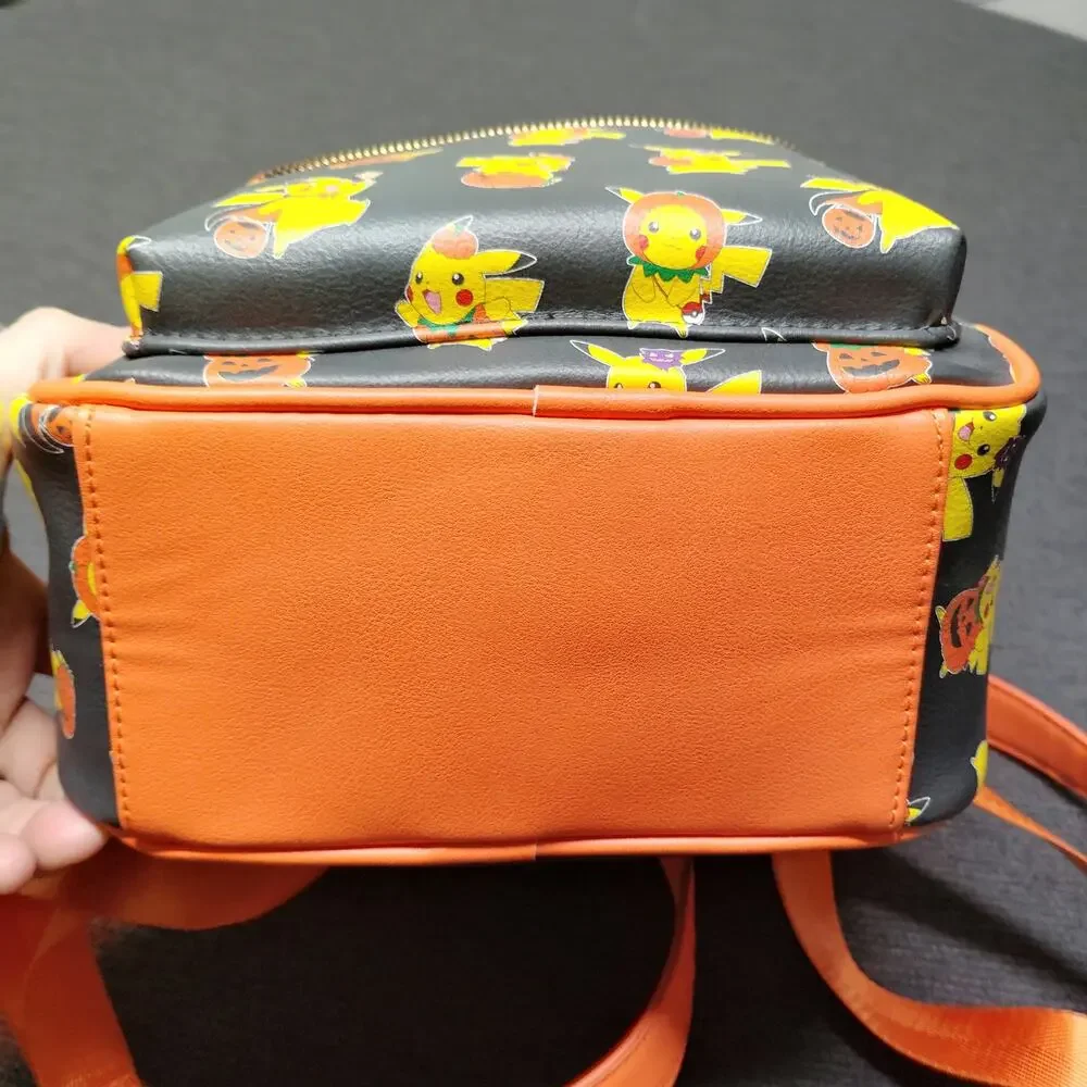 Pokémon Pikachu Mini Backpack Bioworld All-Over Print Black Orange Faux Leather